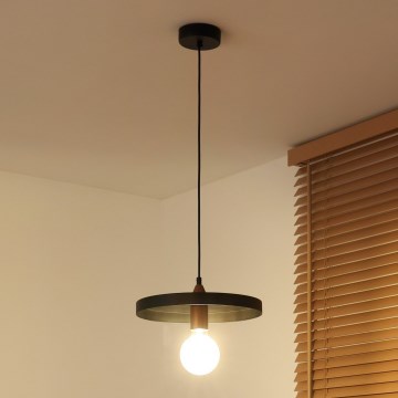Duolla - Riippuvalaisin johdolla IRONLINE 1xE27/15W/230V halkaisija 30 cm musta/kuparinvärinen