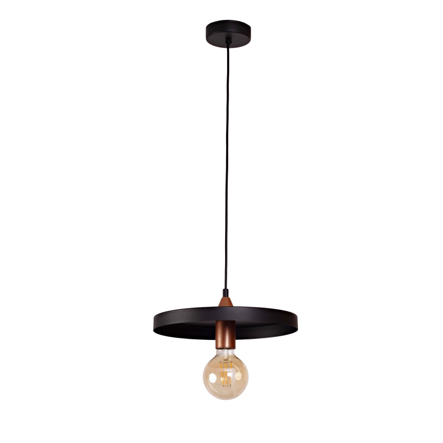 Duolla - Riippuvalaisin johdolla IRONLINE 1xE27/15W/230V halkaisija 30 cm musta/kuparinvärinen
