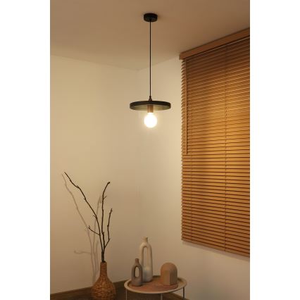 Duolla - Riippuvalaisin johdolla IRONLINE 1xE27/15W/230V halkaisija 30 cm musta/kuparinvärinen