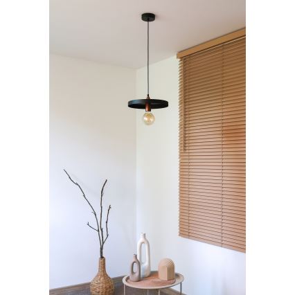 Duolla - Riippuvalaisin johdolla IRONLINE 1xE27/15W/230V halkaisija 30 cm musta/kuparinvärinen