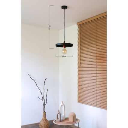 Duolla - Riippuvalaisin johdolla IRONLINE 1xE27/15W/230V halkaisija 30 cm musta/kuparinvärinen