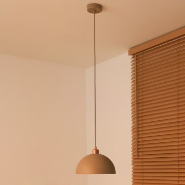 Duolla - Riippuvalaisin johdolla IRONLINE 1xE27/15W/230V Ø 27 cm beige/kupari