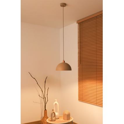 Duolla - Riippuvalaisin johdolla IRONLINE 1xE27/15W/230V Ø 27 cm beige/kupari