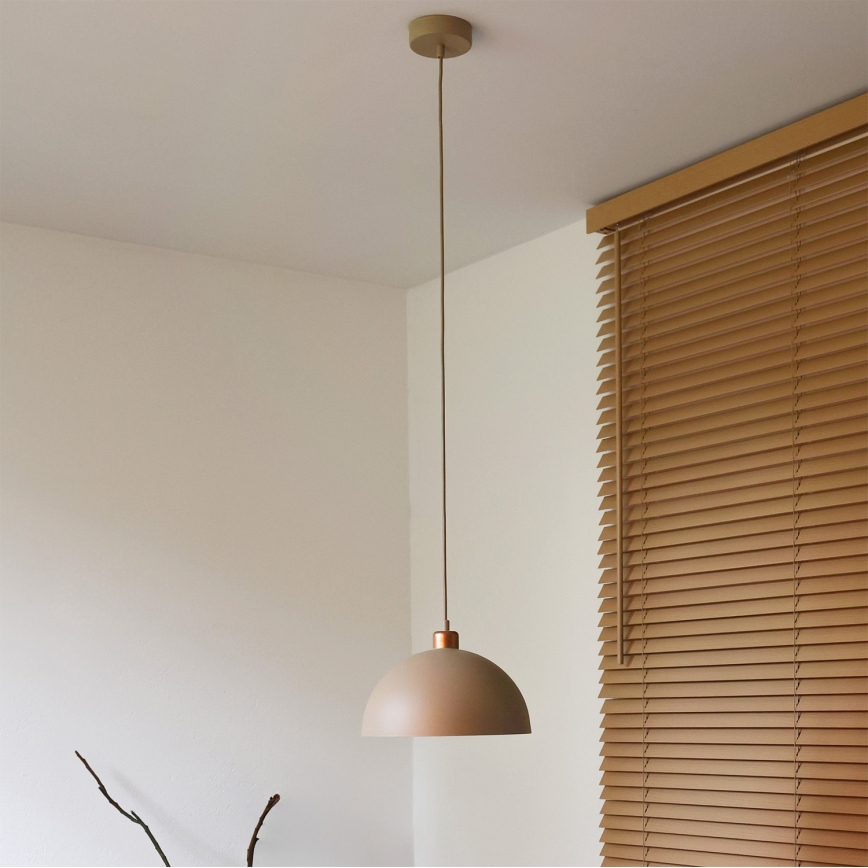 Duolla - Riippuvalaisin johdolla IRONLINE 1xE27/15W/230V Ø 27 cm beige/kupari