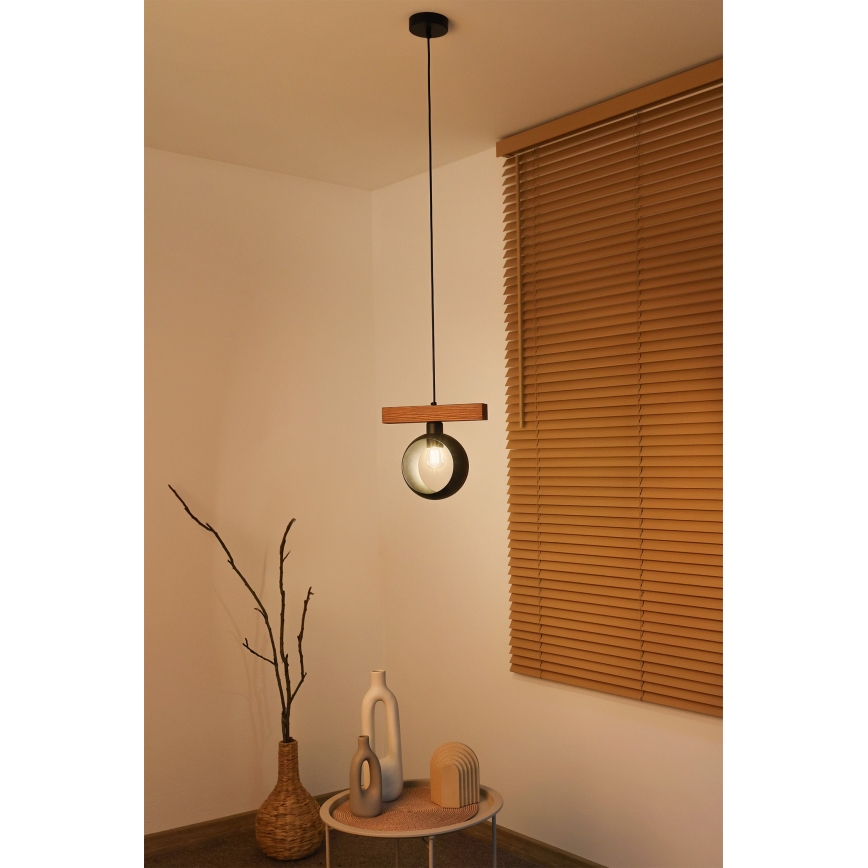 Duolla - Riippuvalaisin kaapelilla IRONLINE 1xE27/15W/230V mänty tammi/musta