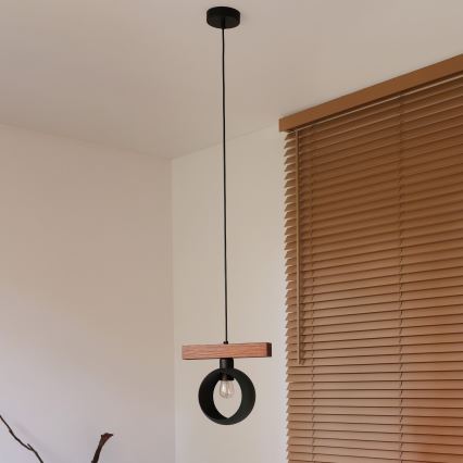 Duolla - Riippuvalaisin kaapelilla IRONLINE 1xE27/15W/230V mänty tammi/musta