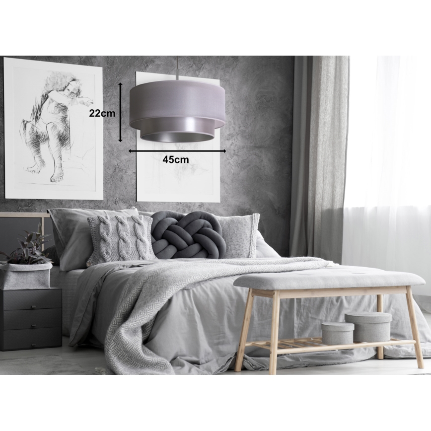 Duolla - Riippuvalaisin NANTES 1xE27/15W/230V d. 45 cm hopea