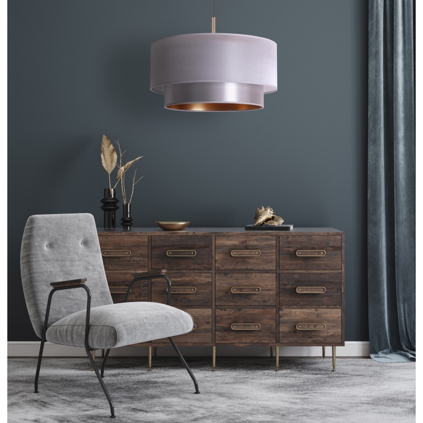 Duolla - Riippuvalaisin NANTES 1xE27/15W/230V d. 45 cm hopea/kupari