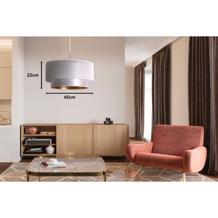 Duolla - Riippuvalaisin NANTES 1xE27/15W/230V d. 45 cm hopea/kupari