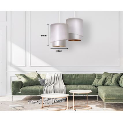 Duolla - Riippuvalaisin PARIS 1xE27/15W/230V d. 40 cm hopea/kulta