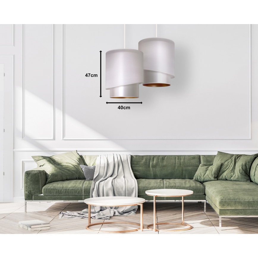 Duolla - Riippuvalaisin PARIS 1xE27/15W/230V d. 40 cm hopea/kulta