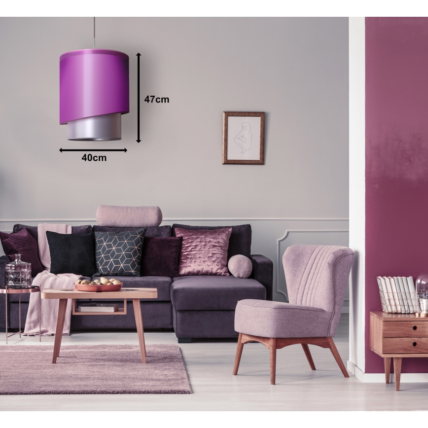 Duolla - Riippuvalaisin PARIS 1xE27/15W/230V d. 40 cm violetti/hopea