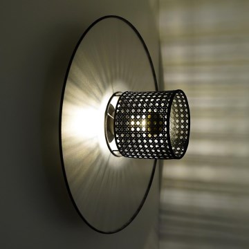 Duolla - Seinävalaisin TOKYO RATTAN 1xE27/15W/230V halkaisija 50 cm hopea/musta