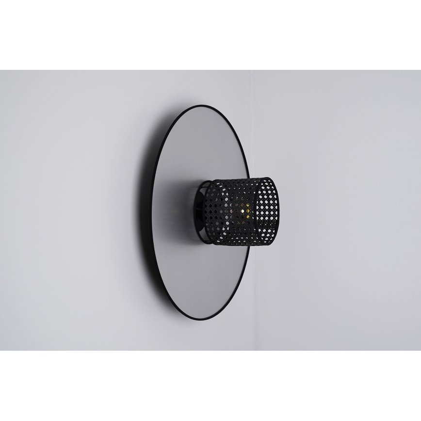 Duolla - Seinävalaisin TOKYO RATTAN 1xE27/15W/230V halkaisija 50 cm hopea/musta