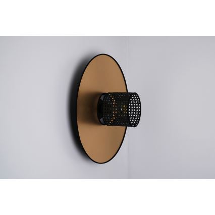 Duolla - Seinävalaisin TOKYO RATTAN 1xE27/15W/230V halkaisija 50 cm kulta/musta