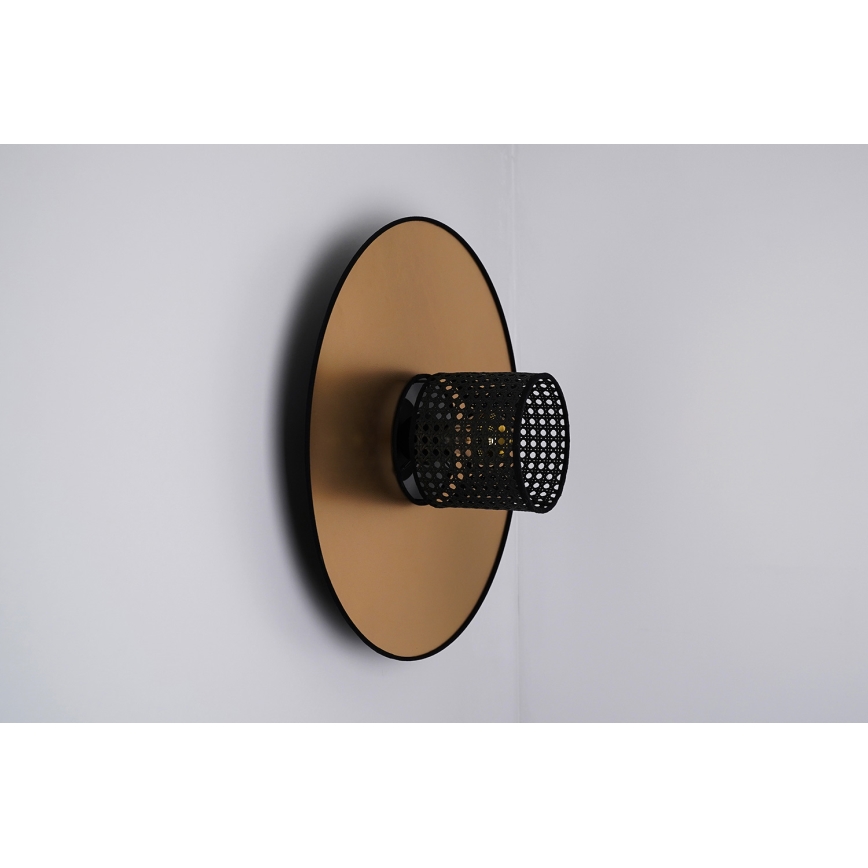 Duolla - Seinävalaisin TOKYO RATTAN 1xE27/15W/230V halkaisija 50 cm kulta/musta