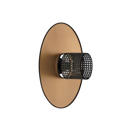 Duolla - Seinävalaisin TOKYO RATTAN 1xE27/15W/230V halkaisija 50 cm kulta/musta