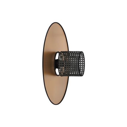 Duolla - Seinävalaisin TOKYO RATTAN 1xE27/15W/230V halkaisija 50 cm kulta/musta