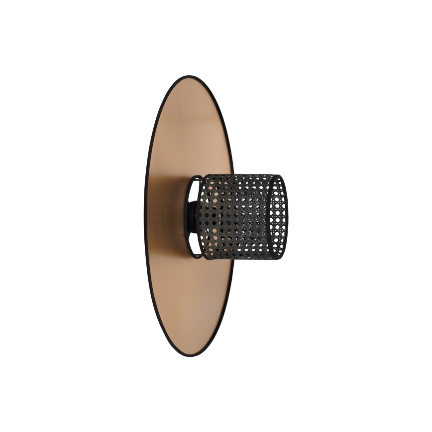 Duolla - Seinävalaisin TOKYO RATTAN 1xE27/15W/230V halkaisija 50 cm kulta/musta