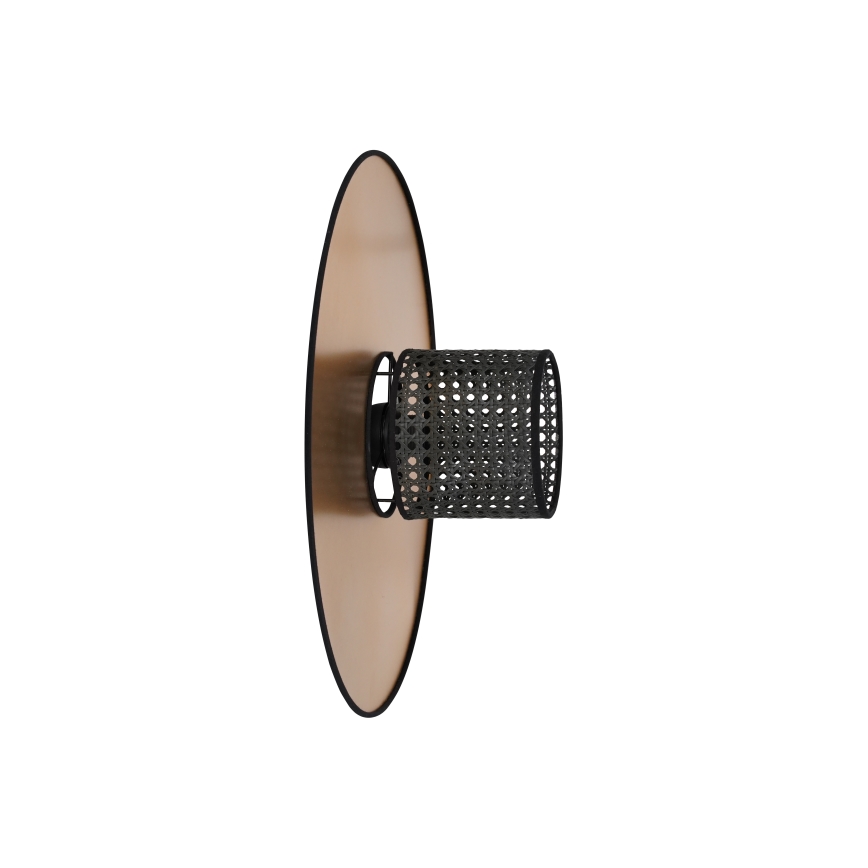 Duolla - Seinävalaisin TOKYO RATTAN 1xE27/15W/230V halkaisija 50 cm kulta/musta
