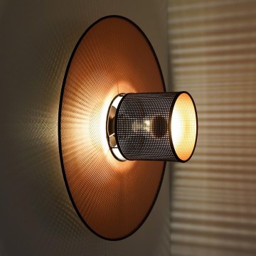 Duolla - Seinävalaisin TOKYO SHINY 1xE27/15W/230V halkaisija 50 cm kupari/musta