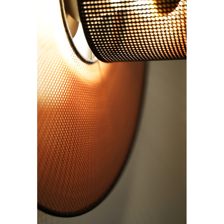 Duolla - Seinävalaisin TOKYO SHINY 1xE27/15W/230V halkaisija 50 cm kupari/musta