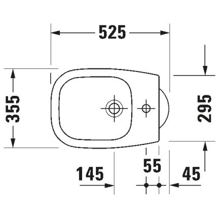 Duravit 22371000002 - Lattiabidee D-CODE 35,5 x 52,5 cm keramiikka/kiiltävä valkoinen