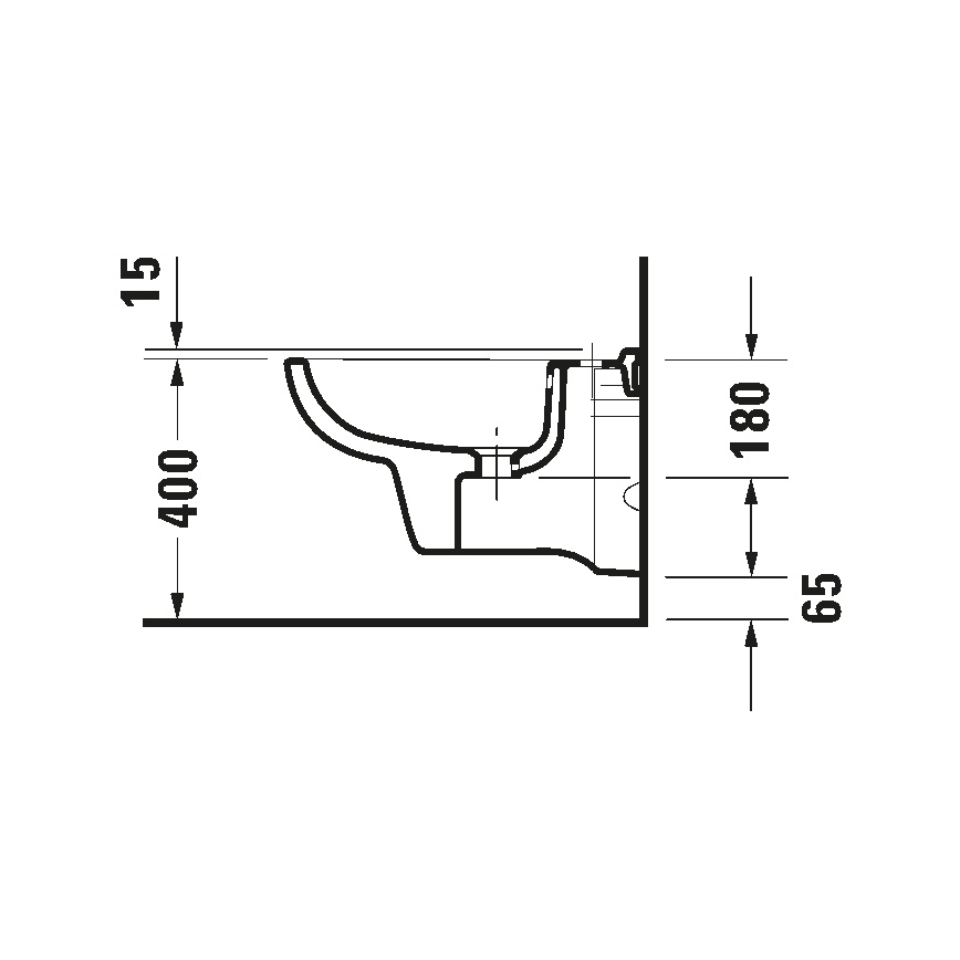 Duravit 22571500002 - Seinälle asennettava bidee D-CODE keramiikka/kiiltävä valkoinen