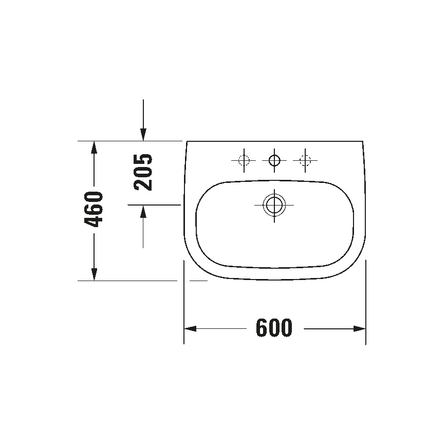 Duravit 23106000002 - Seinään asennettava pesuallas D-CODE 60x46 cm keramiikka/kiiltävä valkoinen