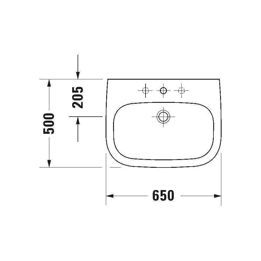 Duravit 23106500002 - Seinään asennettava pesuallas D-CODE 65x50 cm, keramiikka/kiiltävä valkoinen