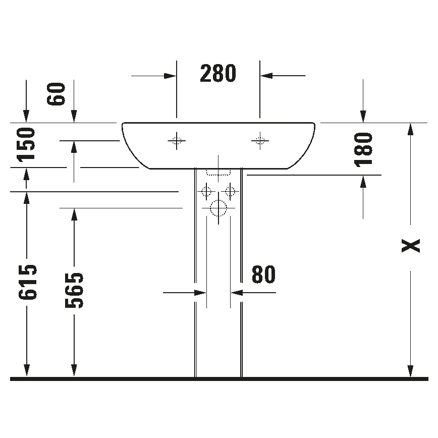 Duravit 23106500002 - Seinään asennettava pesuallas D-CODE 65x50 cm, keramiikka/kiiltävä valkoinen