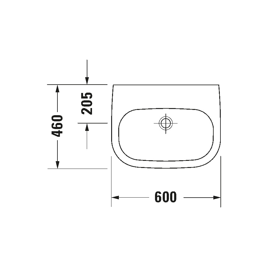 Duravit 23116000702 - Seinään asennettava D-CODE-pesuallas 60 x 46 cm, keramiikka/kiiltävän valkoinen