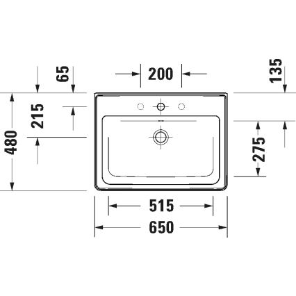 Duravit 2367650060 - Seinään asennettava pesuallas D-NEO 65x48 cm keramiikka/kiiltävä valkoinen
