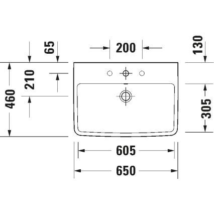 Duravit 23756500002 - Seinään asennettava pesuallas D-NEO 65x46 cm keramiikka/kiiltävä valkoinen
