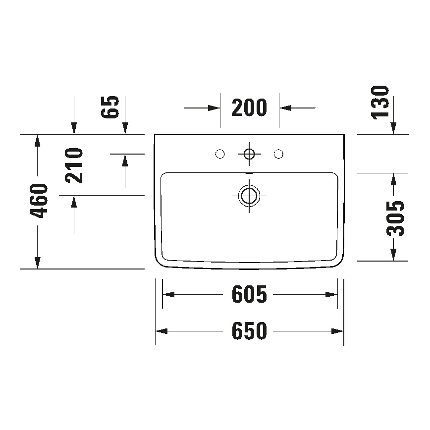 Duravit 23756500002 - Seinään asennettava pesuallas D-NEO 65x46 cm keramiikka/kiiltävä valkoinen