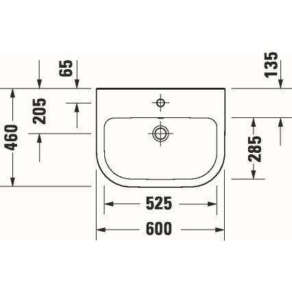 Duravit 23986000002 - Seinälle asennettava pesuallas D-CODE 60x46 cm keramiikka/kiiltävä valkoinen