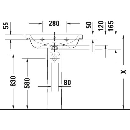 Duravit 23996500002 - D-CODE seinään asennettava pesuallas 65x48 cm keramiikka/kiiltävä valkoinen