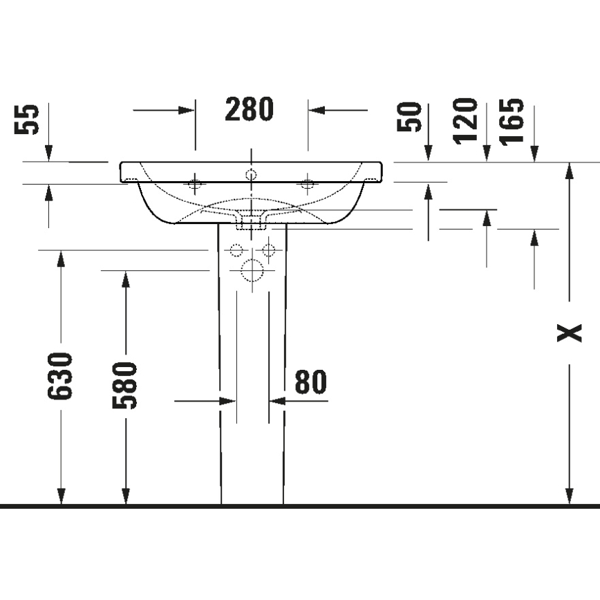 Duravit 23996500002 - D-CODE seinään asennettava pesuallas 65x48 cm keramiikka/kiiltävä valkoinen