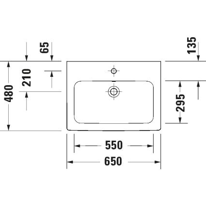 Duravit 23996500002 - D-CODE seinään asennettava pesuallas 65x48 cm keramiikka/kiiltävä valkoinen