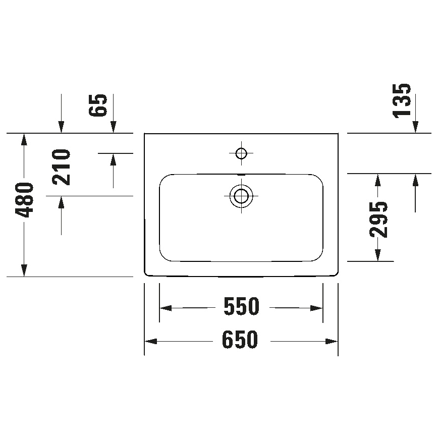Duravit 23996500002 - D-CODE seinään asennettava pesuallas 65x48 cm keramiikka/kiiltävä valkoinen