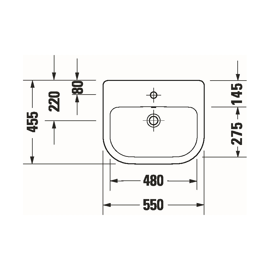 Duravit 24035500002 - Upotettava pesuallas D-CODE 55x45,5 cm keramiikka/kiiltävä valkoinen