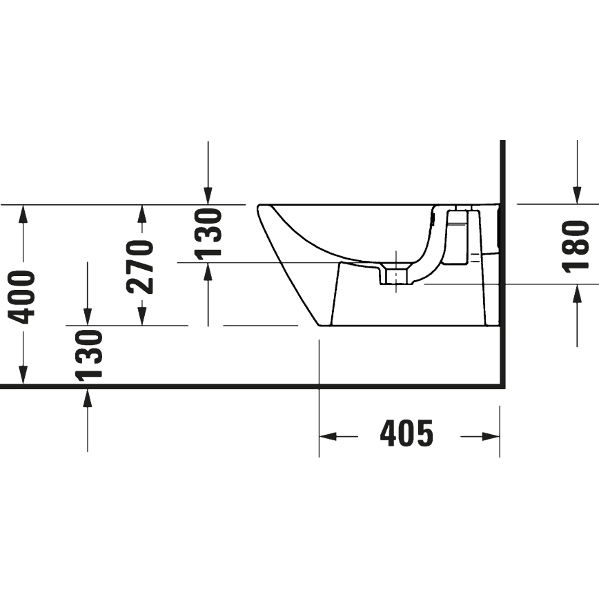 Duravit 27271500002 - Seinään asennettava bidee D-CODE keramiikka/kiiltävän valkoinen