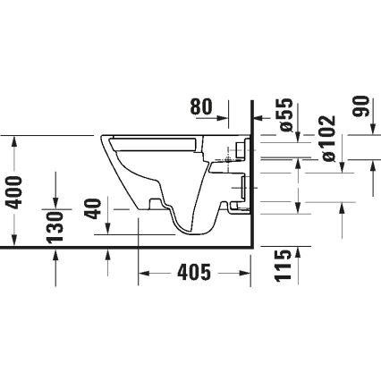 Duravit 29030900212 - Seinään asennettava reunaton WC D-CODE, keramiikka/kiiltävä valkoinen