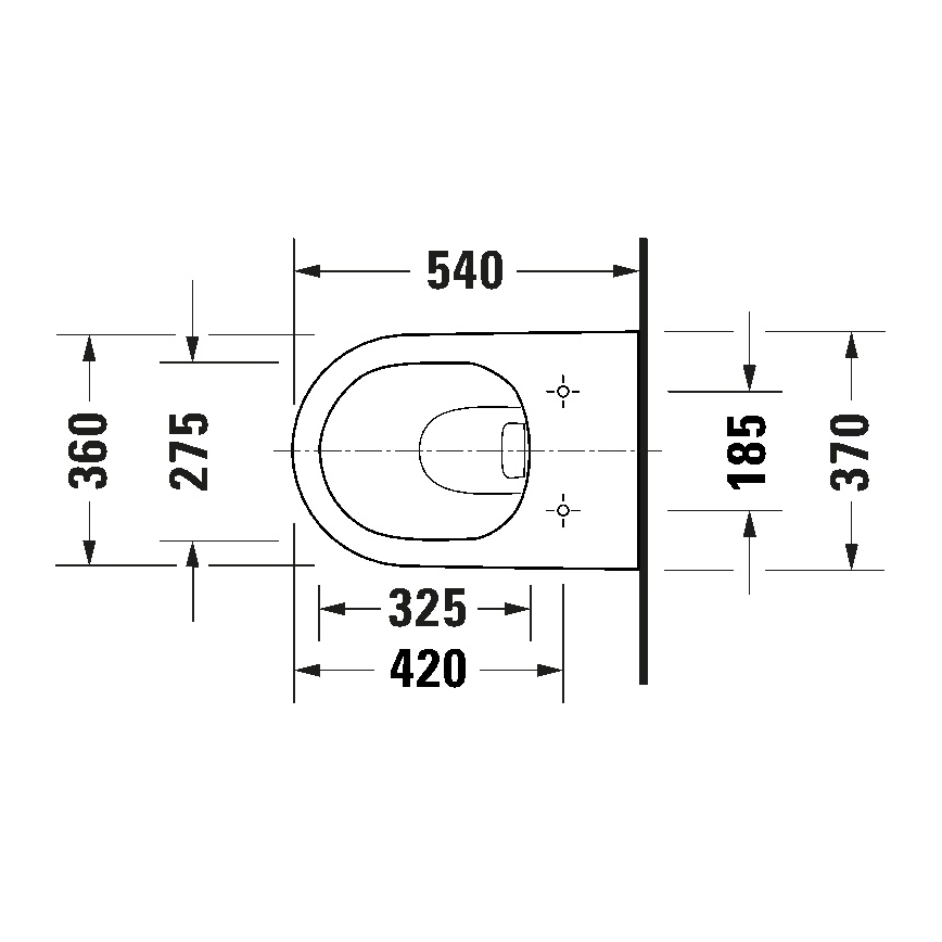 Duravit 29030900212 - Seinään asennettava reunaton WC D-CODE, keramiikka/kiiltävä valkoinen