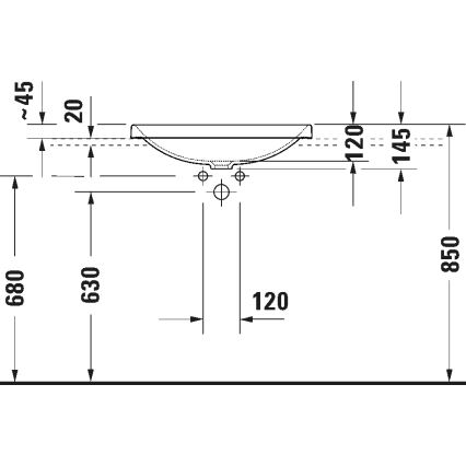 Duravit 358600079 - Upotettava pesuallas D-NEO 60x44 cm keramiikka/kiiltävä valkoinen