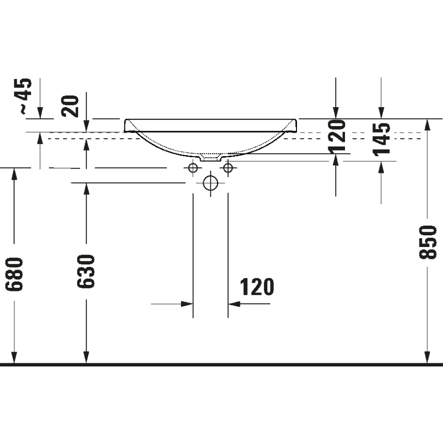 Duravit 358600079 - Upotettava pesuallas D-NEO 60x44 cm keramiikka/kiiltävä valkoinen