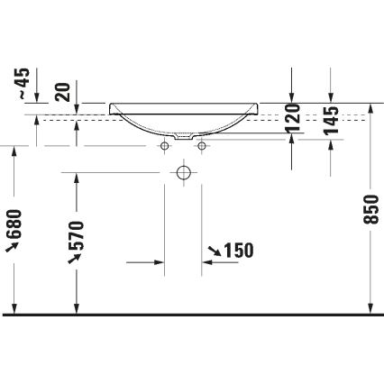 Duravit 358600079 - Upotettava pesuallas D-NEO 60x44 cm keramiikka/kiiltävä valkoinen