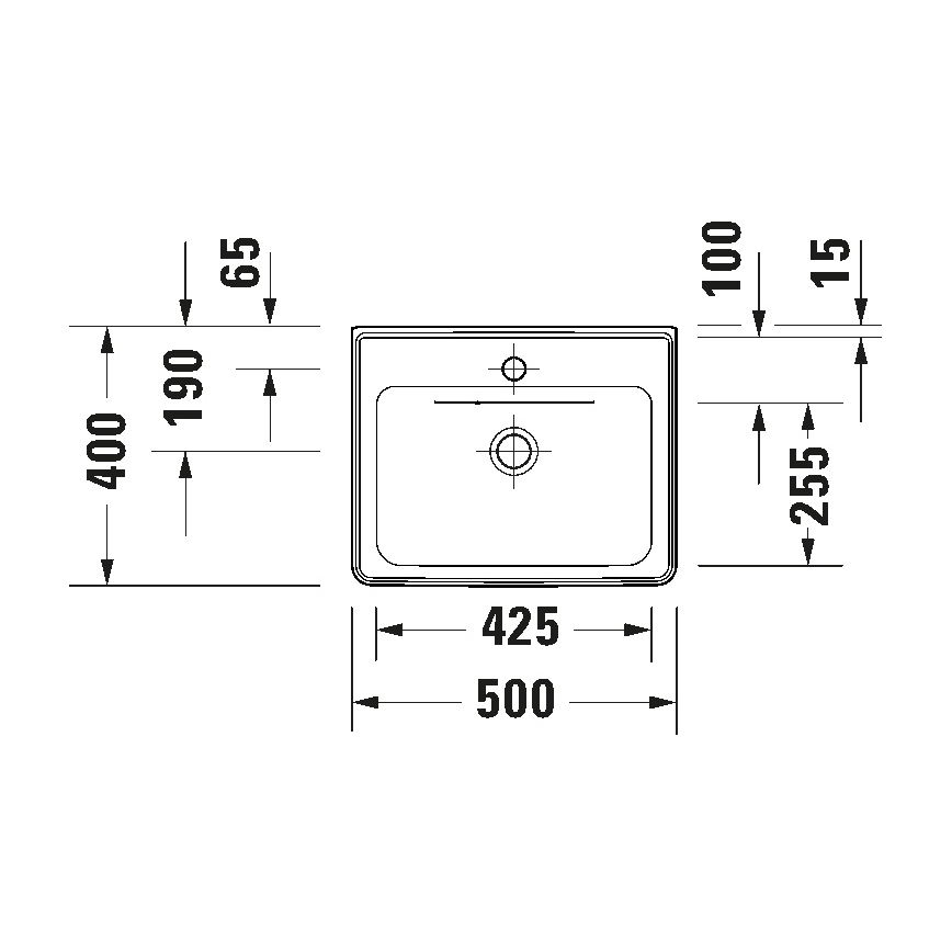 Duravit 742500000 - Seinään asennettava pesuallas D-NEO 50x40 cm keraaminen/kiiltävä valkoinen