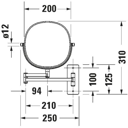 Duravit 99121000 - Seinälle asennettava meikkipeili D-CODE, kiiltävä kromi