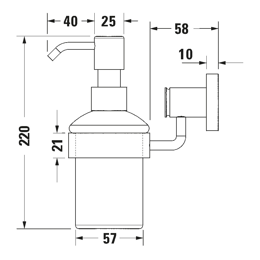 Duravit 99161000 -Seinään asennettava saippua-annostelija D-CODE 390 ml maitolasi/kiiltävä kromi
